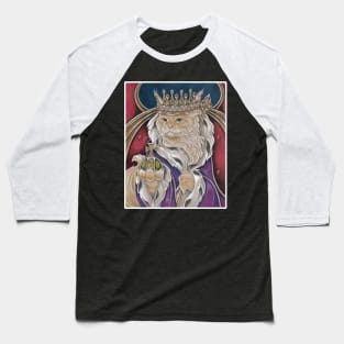 King Cat - White Outlined Design Baseball T-Shirt